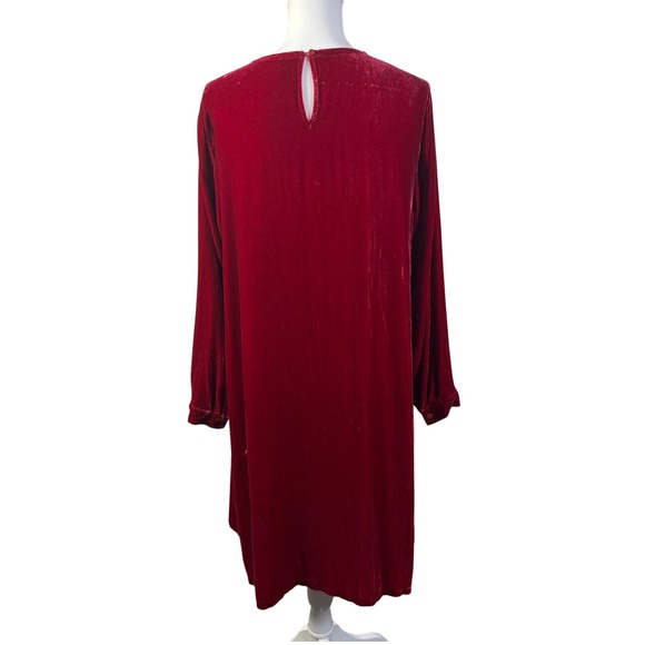 Eileen Fisher Velvet Minimalist Dress Long Sleeve Casual Party Red Dress‎ S/P - Picture 5 of 5